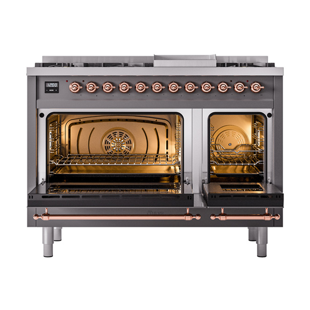ILVE_UP48FQNMPMGPLP_Nostalgie_II_48"_Dual_Fuel_Range_oven_door_opened