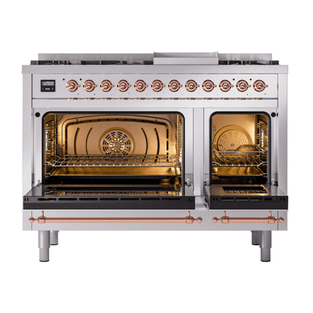 ILVE_UP48FQNMPSSPLP_Nostalgie_II_48"_Dual_Fuel_Range_oven_door_opened