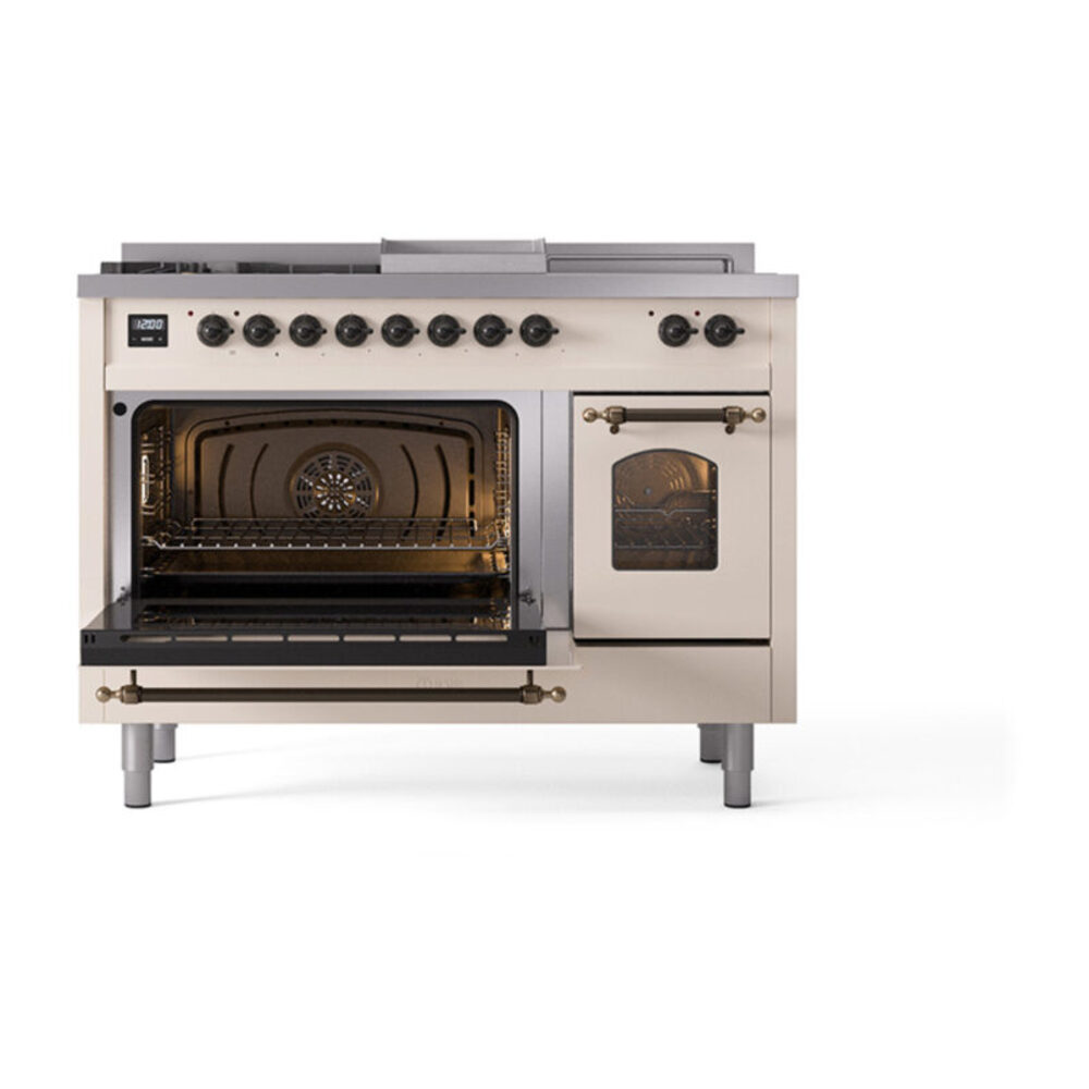 ILVE_UP48FSNMPAWB_Nostalgie_II_48"_Dual_Fuel_Range_main_oven_door_opened