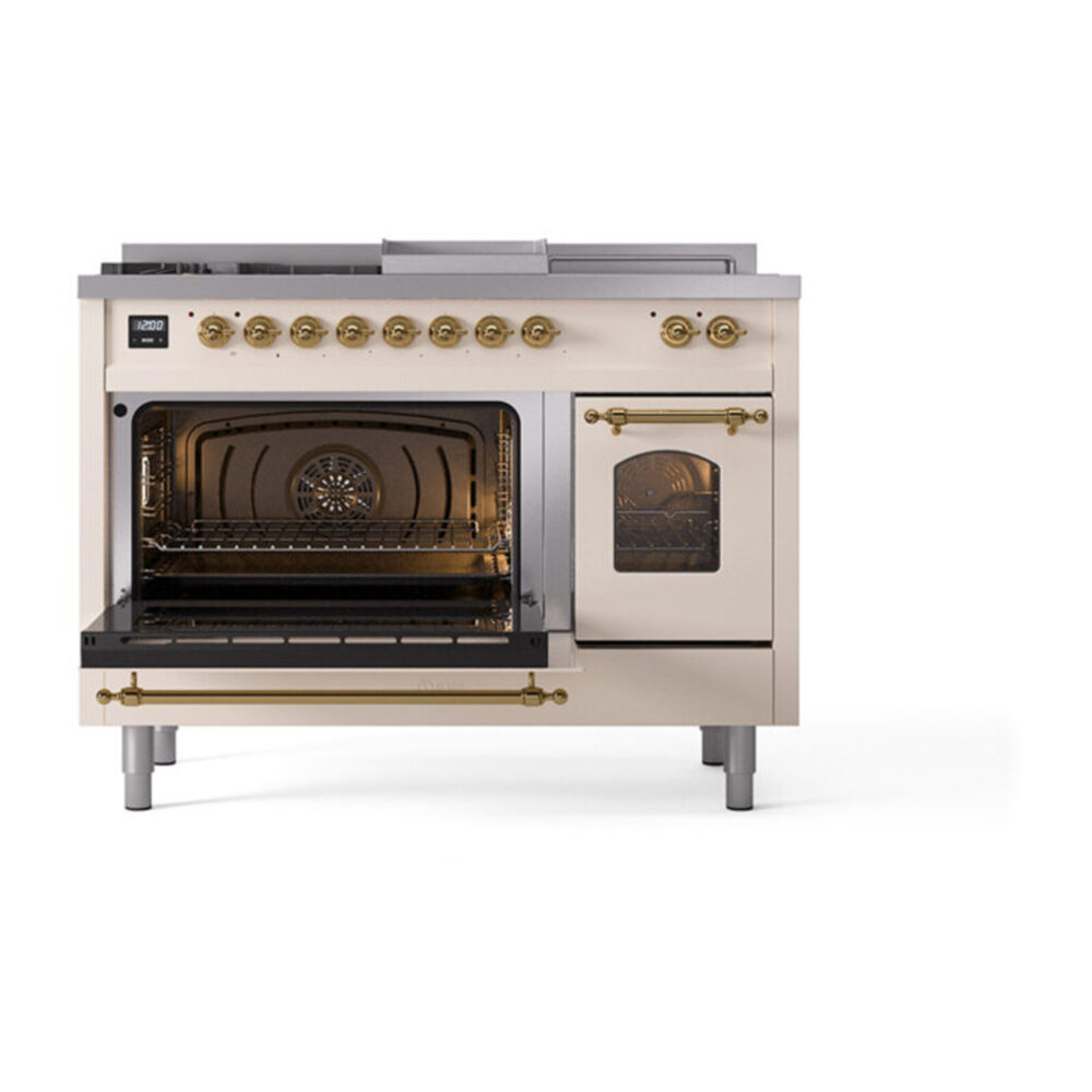 ILVE_UP48FSNMPAWGLP_Nostalgie_II_48"_Dual_Fuel_Range_main_oven_door_opened