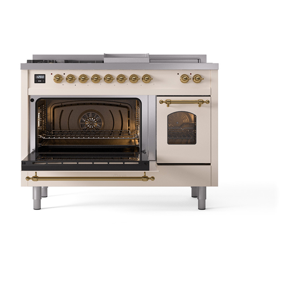 ILVE_UP48FSNMPAWGLP_Nostalgie_II_48"_Dual_Fuel_Range_main_oven_door_opened