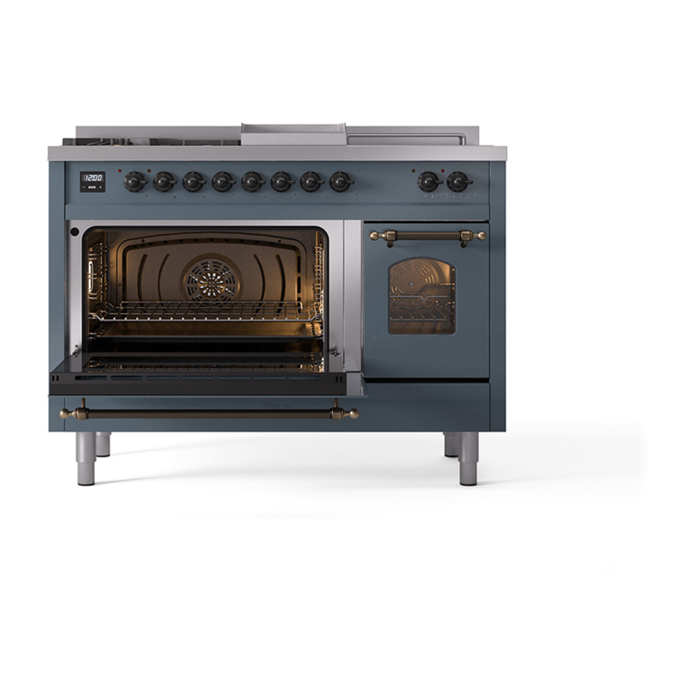 ILVE_UP48FSNMPBGBLP_Nostalgie_II_48"_Dual_Fuel_Range_main_oven_door_opened