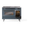 ILVE_UP48FSNMPBGBLP_Nostalgie_II_48"_Dual_Fuel_Range_side_oven_door_opened