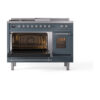 ILVE_UP48FSNMPBGCLP_Nostalgie_II_48"_Dual_Fuel_Range_main_oven_door_opened