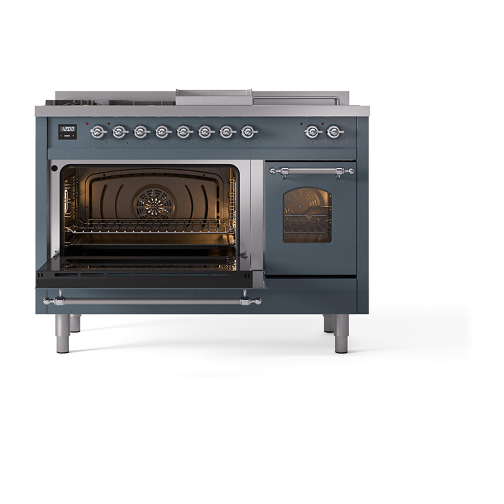 ILVE_UP48FSNMPBGC_Nostalgie_II_48"_Dual_Fuel_Range_main_oven_door_opened
