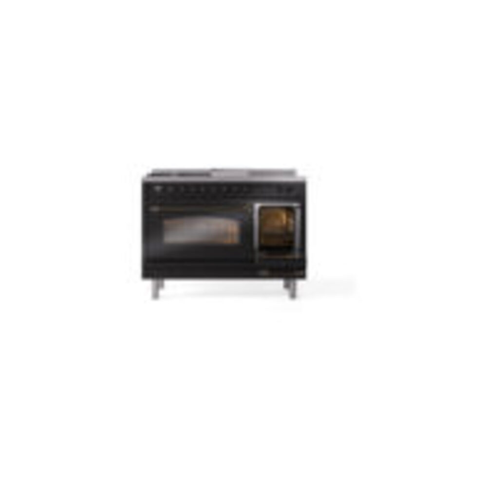 ILVE_UP48FSNMPBKBLP_Nostalgie_II_48"_Dual_Fuel_Range_side_oven_door_opened