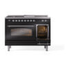 ILVE_UP48FSNMPBKCLP_Nostalgie_II_48"_Dual_Fuel_Range_side_oven_door_opened