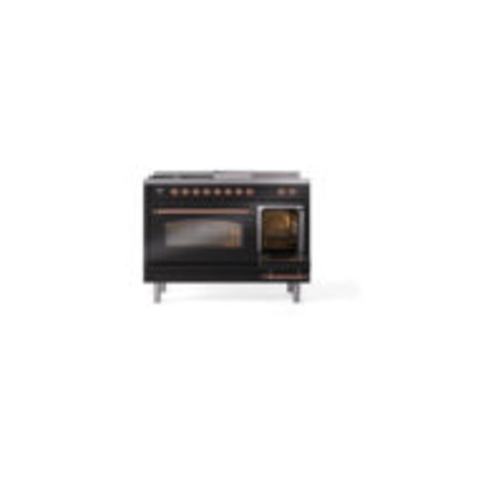 ILVE_UP48FSNMPBKPLP_Nostalgie_II_48"_Dual_Fuel_Range_side_oven_door_opened