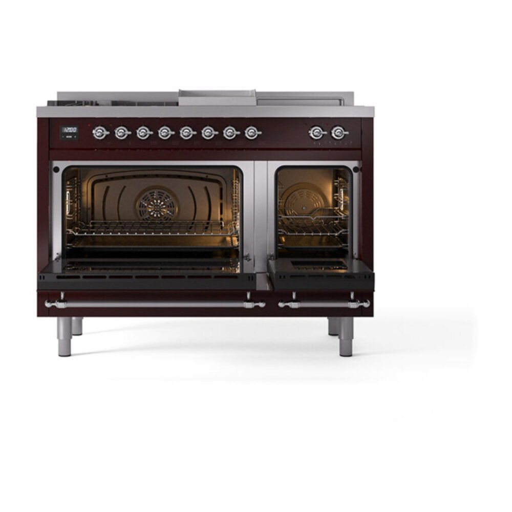 ILVE_UP48FSNMPBUCLP_Nostalgie_II_48"_Dual_Fuel_Range_oven_door_opened