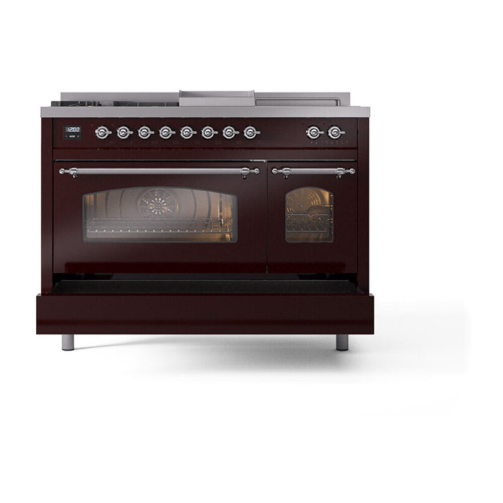 ILVE_UP48FSNMPBUC_Nostalgie_II_48"_Dual_Fuel_Range_drawer_opened
