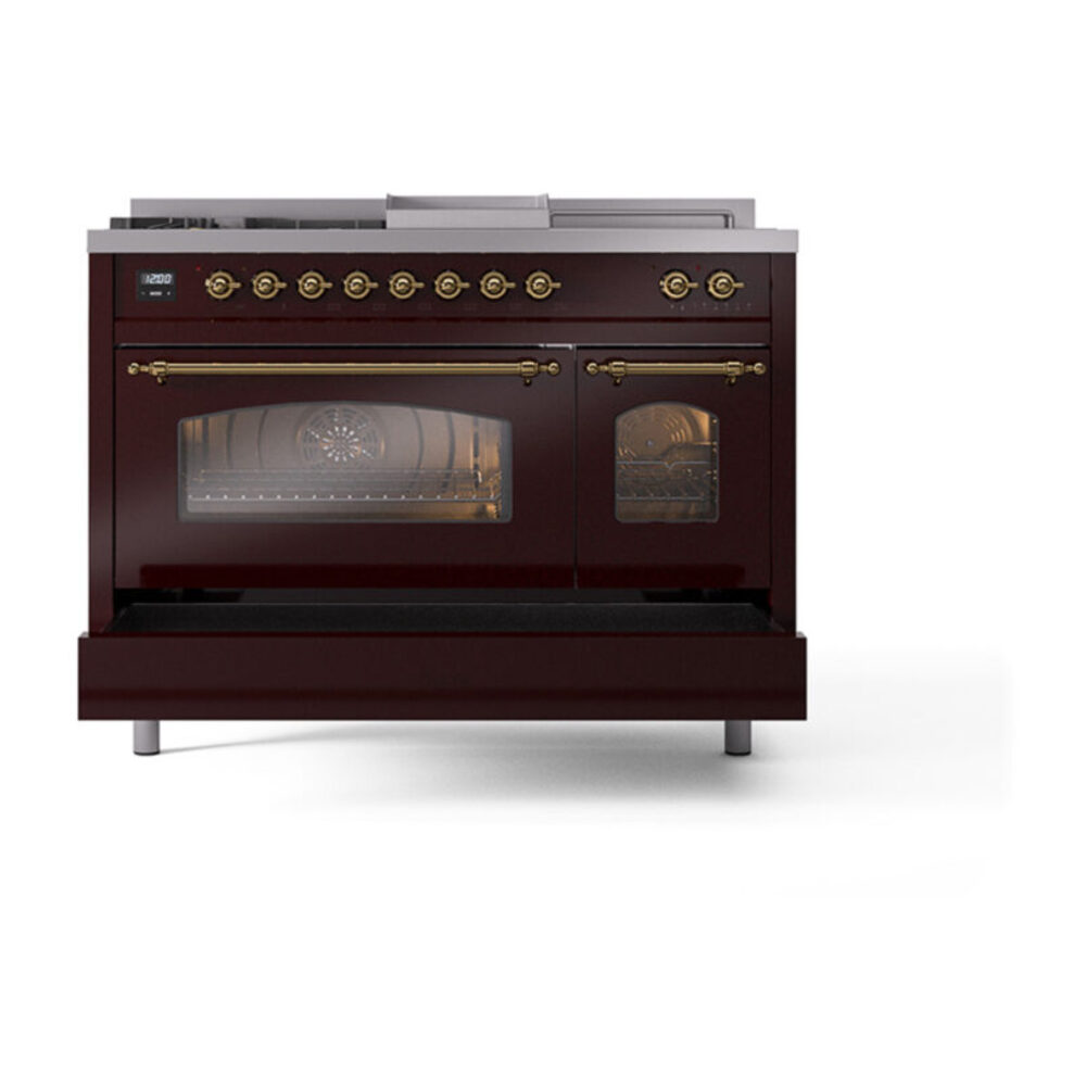 ILVE_UP48FSNMPBUG_Nostalgie_II_48"_Dual_Fuel_Range_drawer_opened