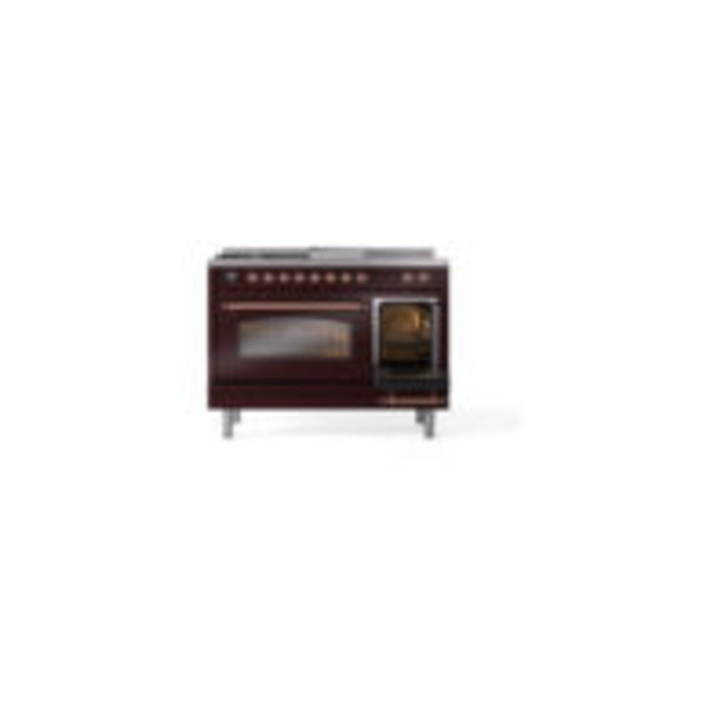 ILVE_UP48FSNMPBUPLP_Nostalgie_II_48"_Dual_Fuel_Range_side_oven_door_opened