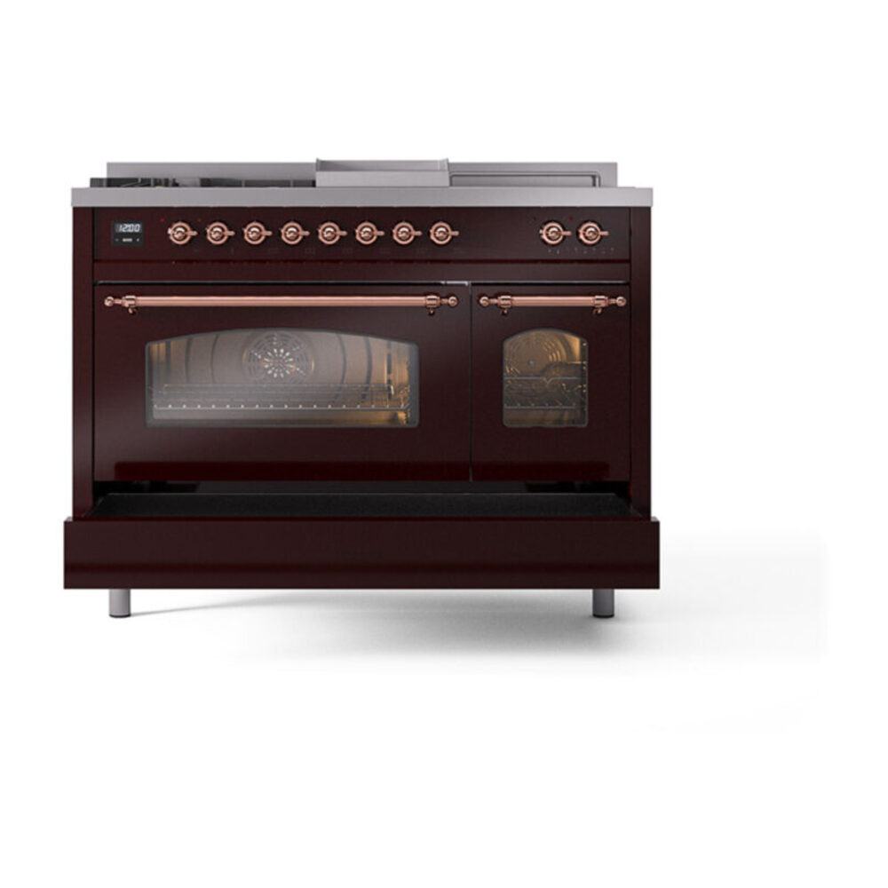 ILVE_UP48FSNMPBUPLP_Nostalgie_II_48"_Dual_Fuel_Range_drawer_opened