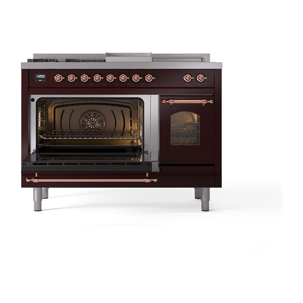 ILVE_UP48FSNMPBUP_Nostalgie_II_48"_Dual_Fuel_Range_main_oven_door_opened