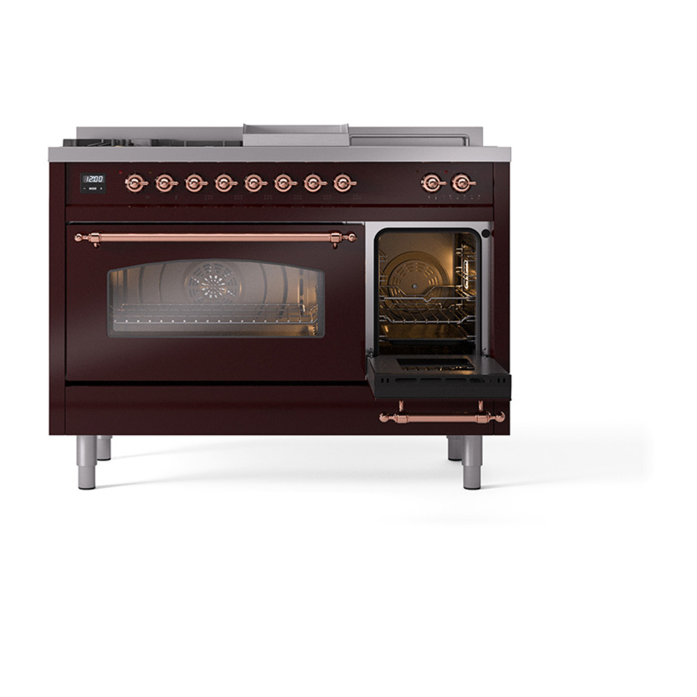 ILVE_UP48FSNMPBUP_Nostalgie_II_48"_Dual_Fuel_Range_side_oven_door_opened