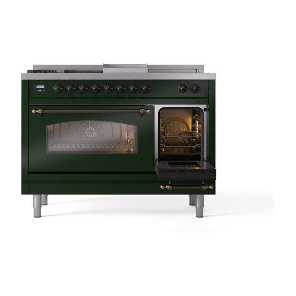 ILVE_UP48FSNMPEGBLP_Nostalgie_II_48"_Dual_Fuel_Range_side_oven_door_opened