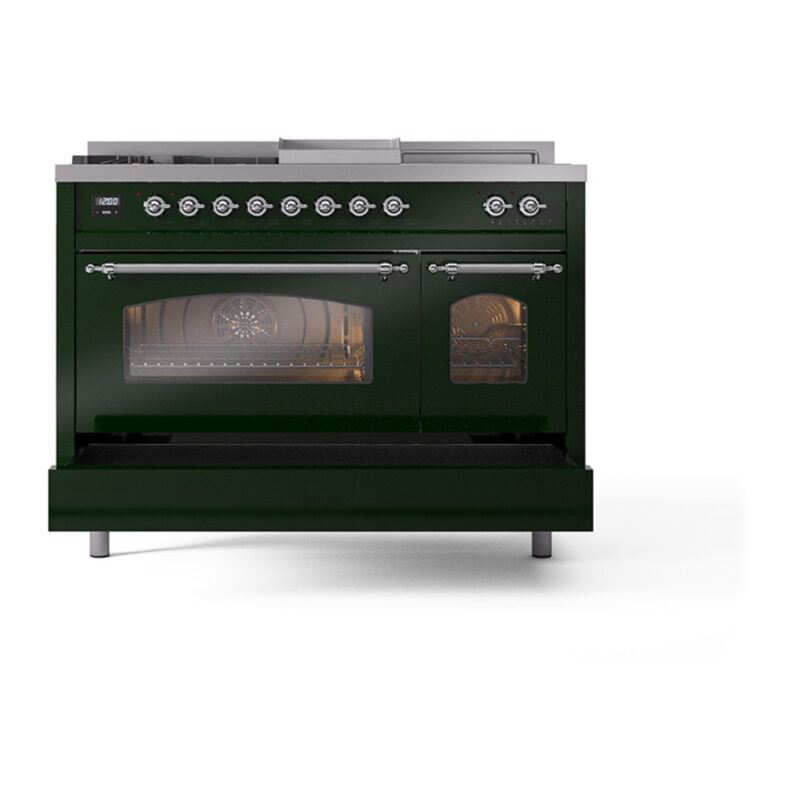 ILVE_UP48FSNMPEGCLP_Nostalgie_II_48"_Dual_Fuel_Range_drawer_opened