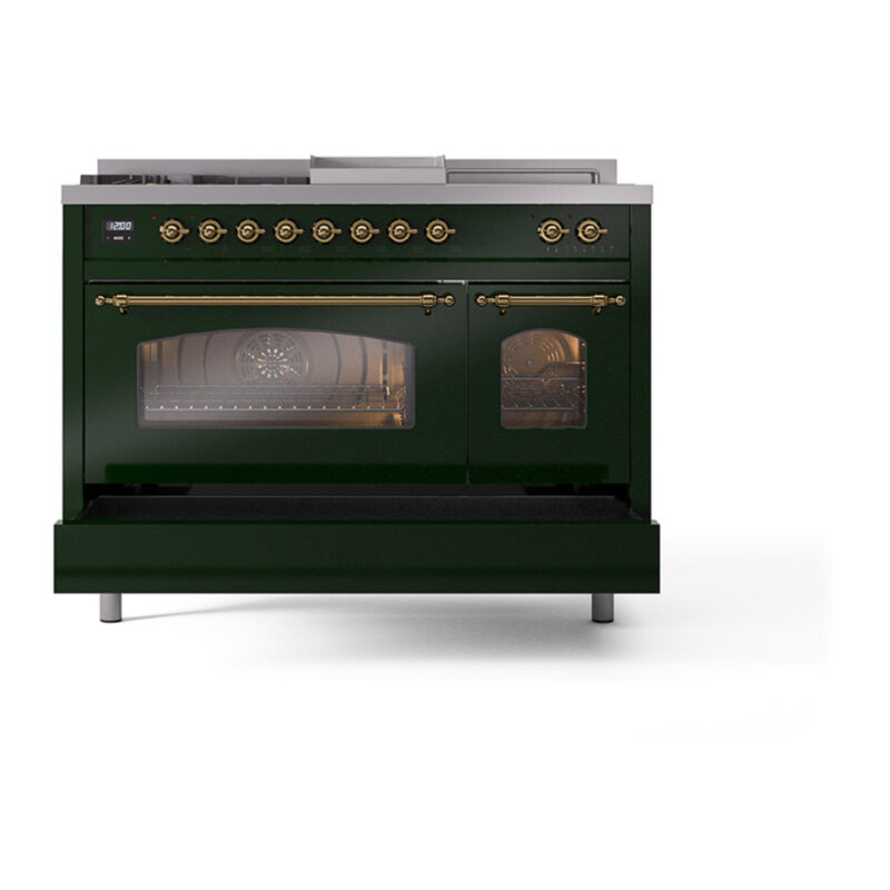 ILVE_UP48FSNMPEGGLP_Nostalgie_II_48"_Dual_Fuel_Range_drawer_opened