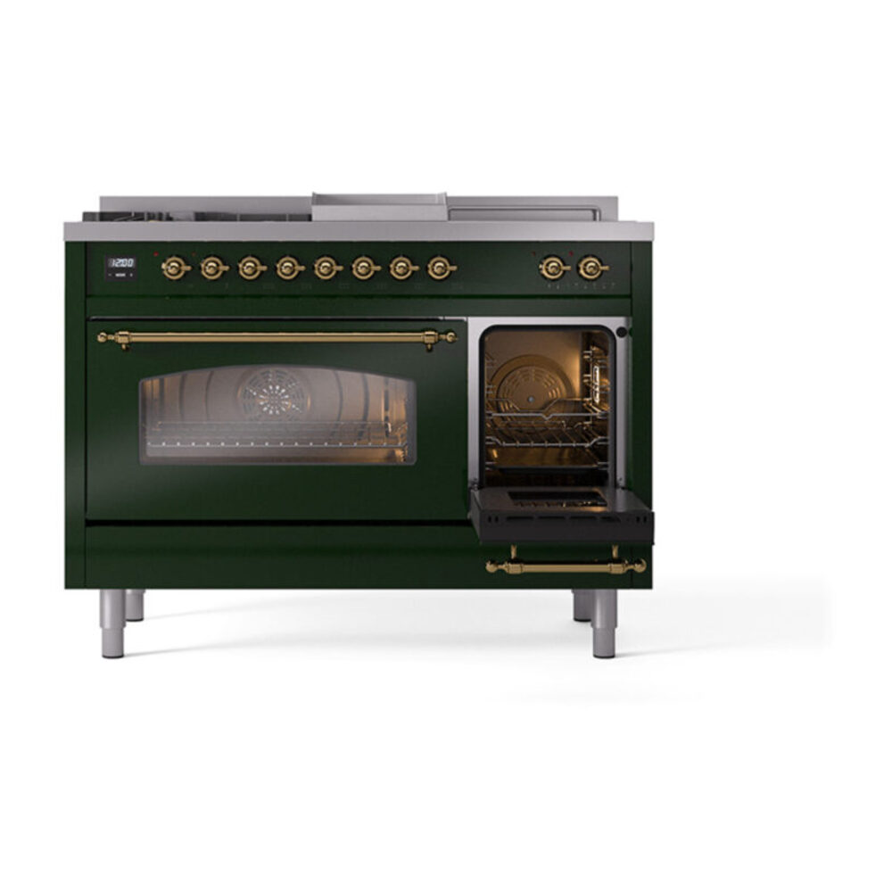 ILVE_UP48FSNMPEGG_Nostalgie_II_48"_Dual_Fuel_Range_side_oven_door_opened