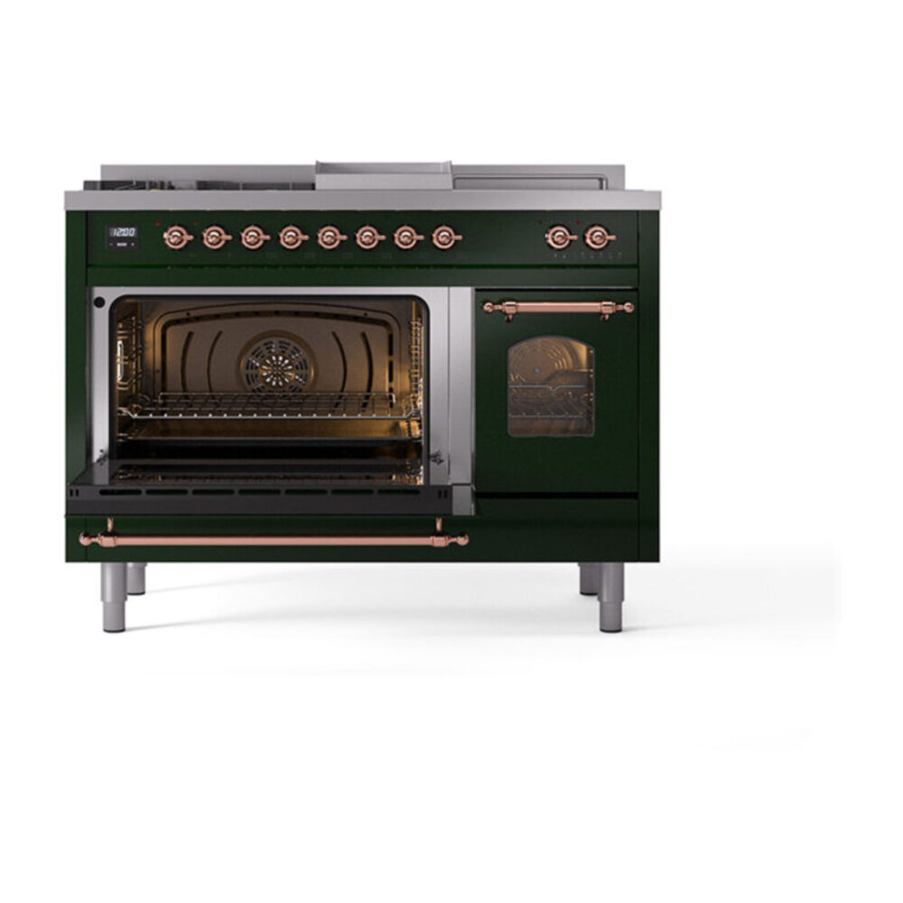 ILVE_UP48FSNMPEGPLP_Nostalgie_II_48"_Dual_Fuel_Range_main_oven_door_opened
