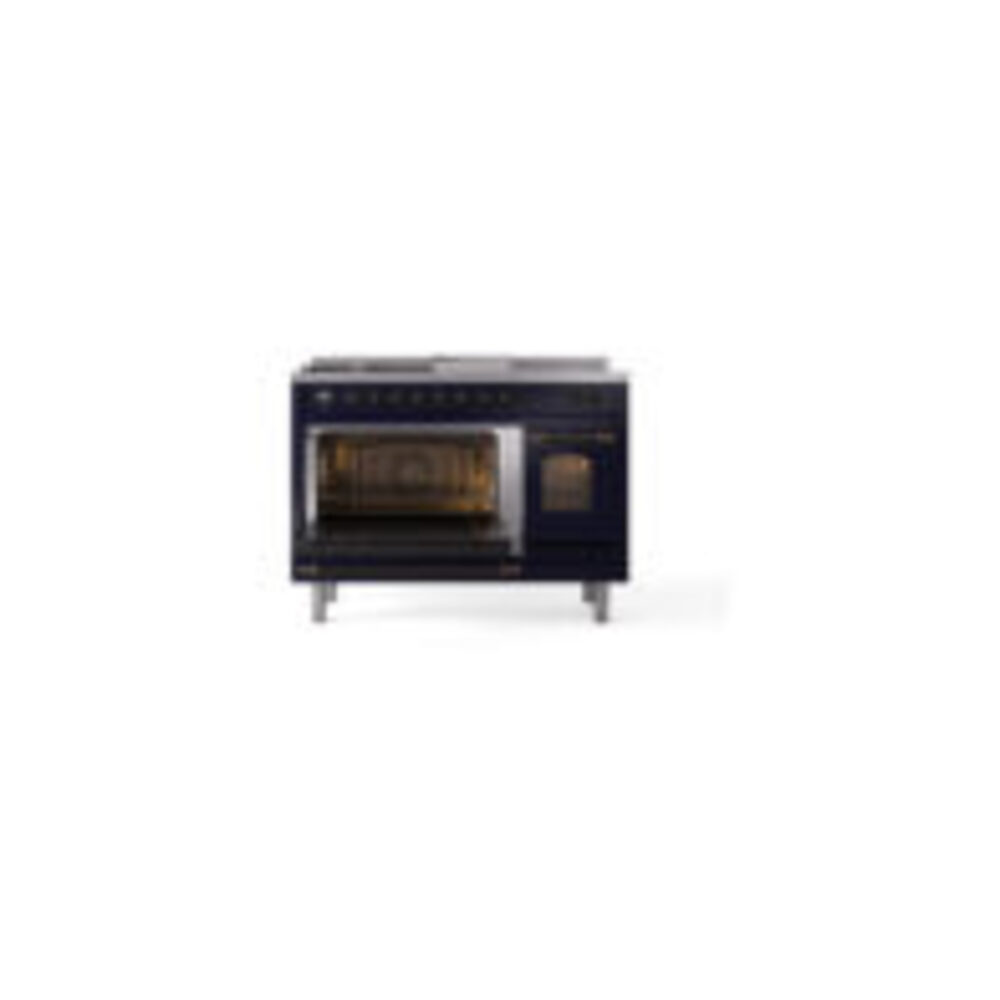 ILVE_UP48FSNMPMBBLP_Nostalgie_II_48"_Dual_Fuel_Range_main_oven_door_opened