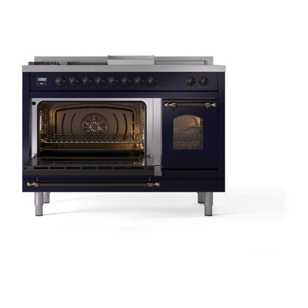 ILVE_UP48FSNMPMBB_Nostalgie_II_48"_Dual_Fuel_Range_main_oven_door_opened
