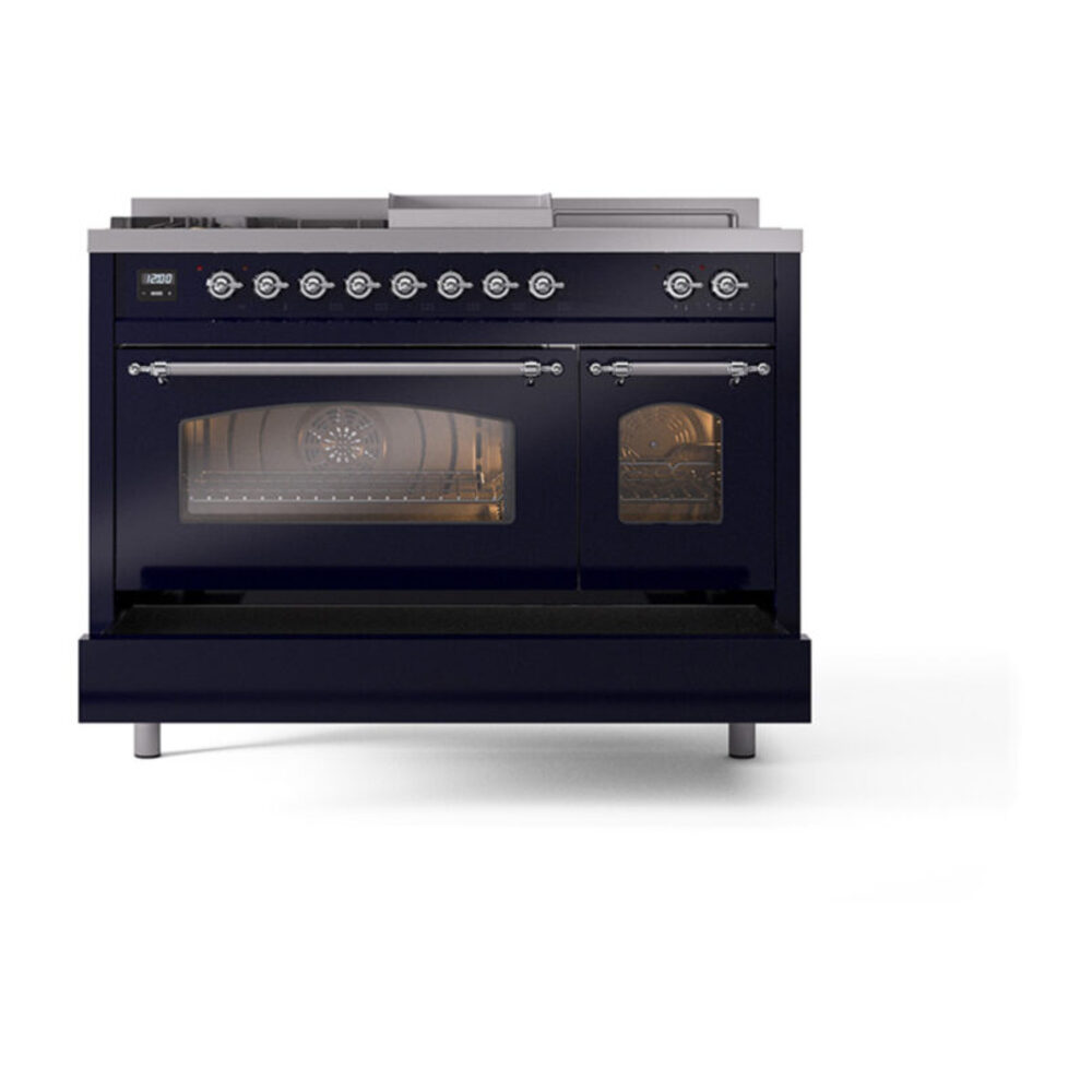 ILVE_UP48FSNMPMBC_Nostalgie_II_48"_Dual_Fuel_Range_drawer_opened