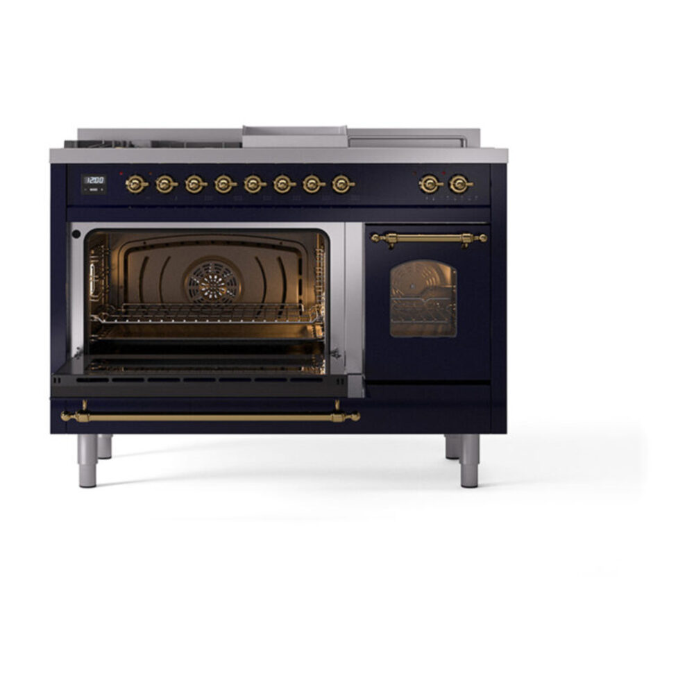ILVE_UP48FSNMPMBGLP_Nostalgie_II_48"_Dual_Fuel_Range_main_oven_door_opened