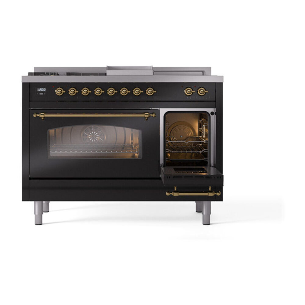 ILVE_UP48FSNMPMBG_Nostalgie_II_48"_Dual_Fuel_Range_side_oven_door_opened