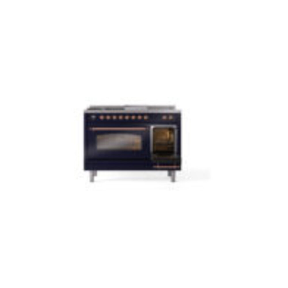 ILVE_UP48FSNMPMBPLP_Nostalgie_II_48"_Dual_Fuel_Range_side_oven_door_opened