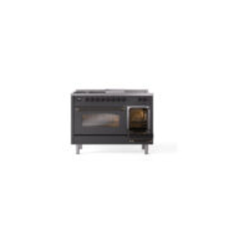 ILVE_UP48FSNMPMGBLP_Nostalgie_II_48"_Dual_Fuel_Range_side_oven_door_opened