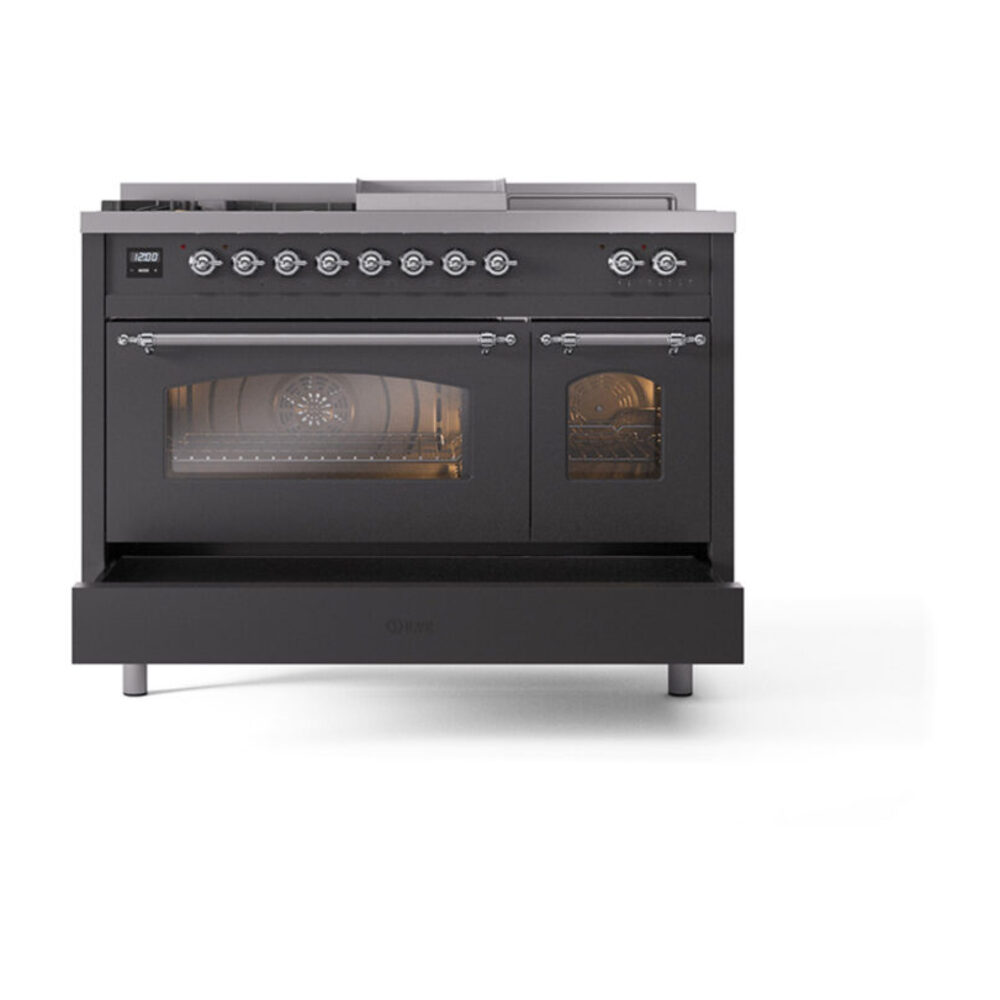 ILVE_UP48FSNMPMGC_Nostalgie_II_48"_Dual_Fuel_Range_drawer_opened