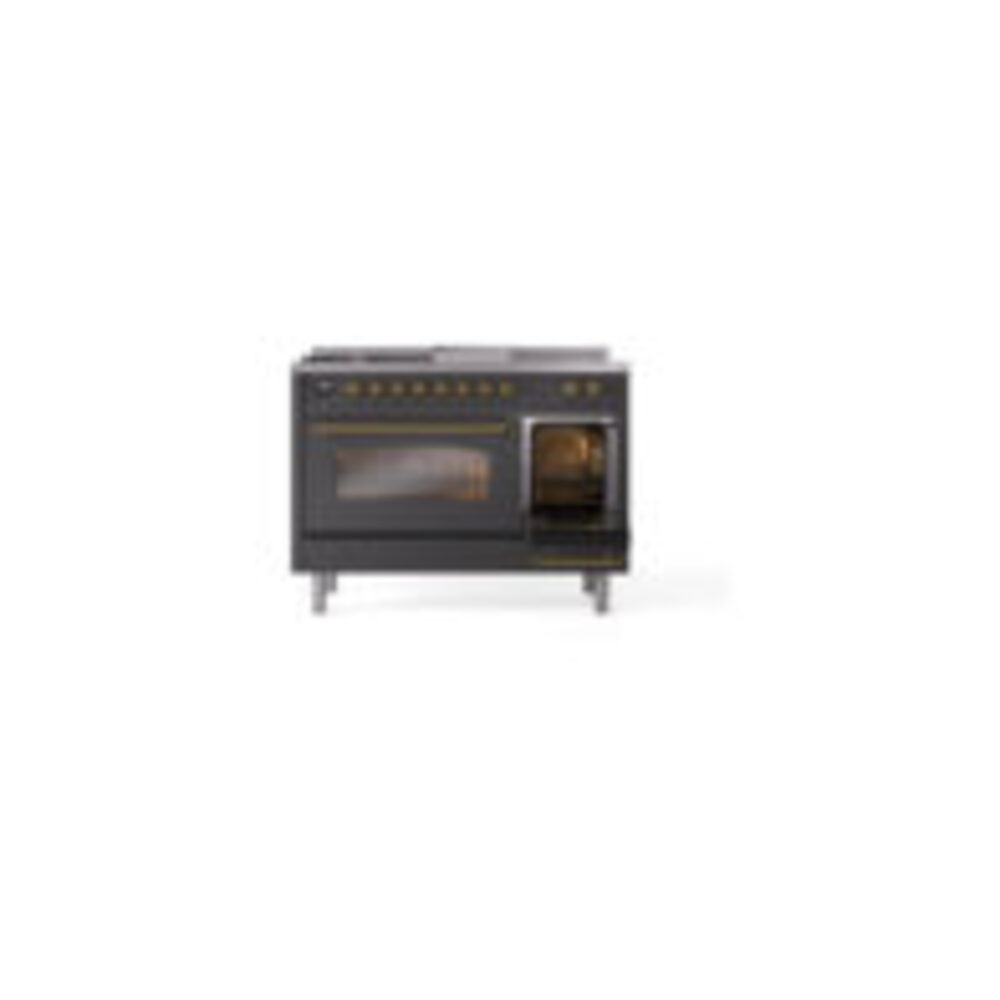 ILVE_UP48FSNMPMGGLP_Nostalgie_II_48"_Dual_Fuel_Range_side_oven_door_opened