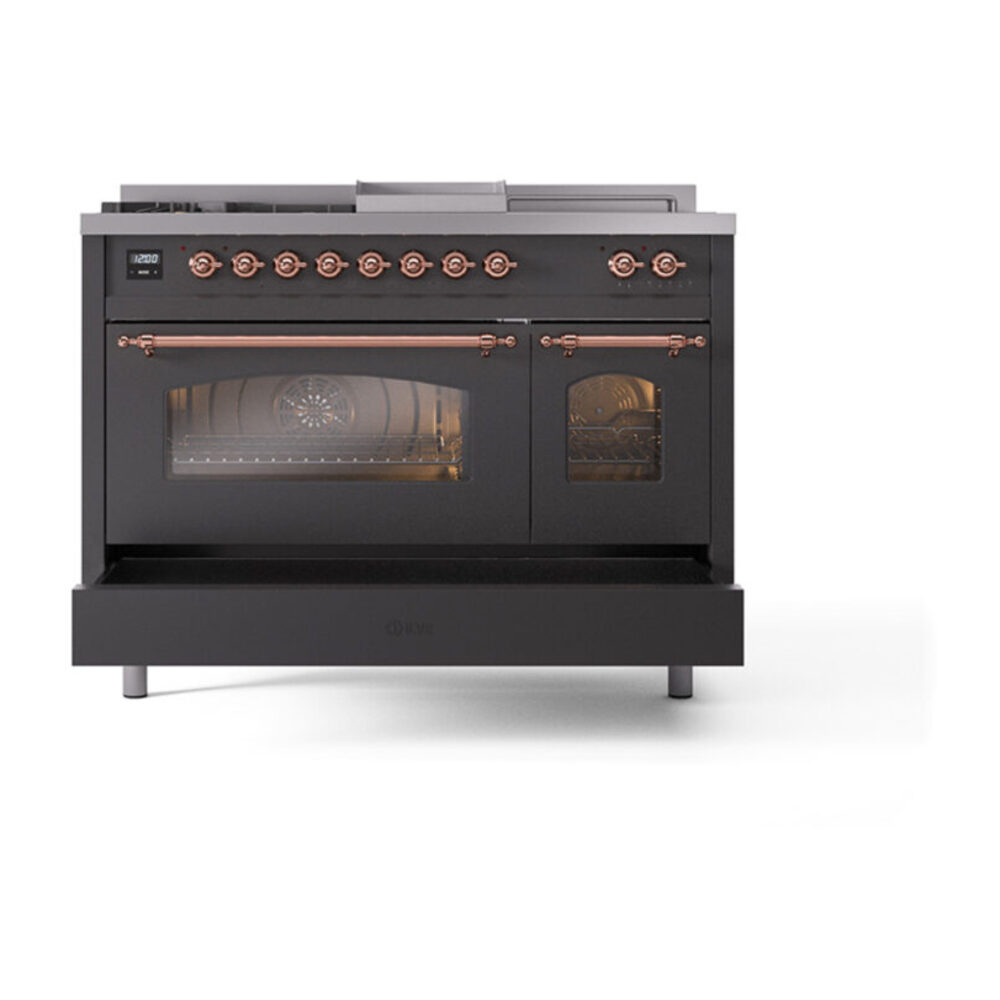 ILVE_UP48FSNMPMGPLP_Nostalgie_II_48"_Dual_Fuel_Range_drawer_opened