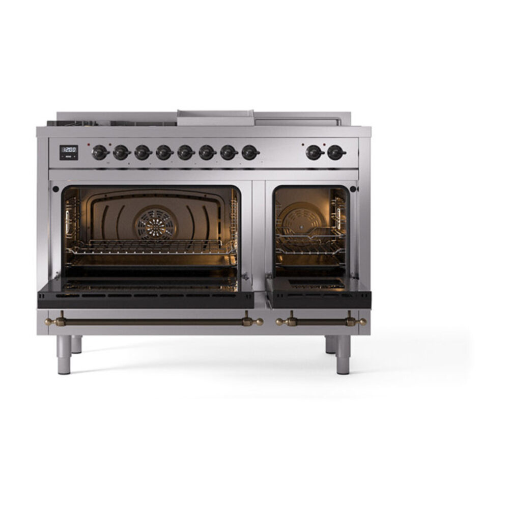 ILVE_UP48FSNMPSSBLP_Nostalgie_II_48"_Dual_Fuel_Range_oven_door_opened