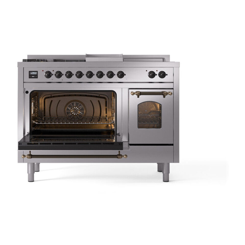 ILVE_UP48FSNMPSSBLP_Nostalgie_II_48"_Dual_Fuel_Range_main_oven_door_opened