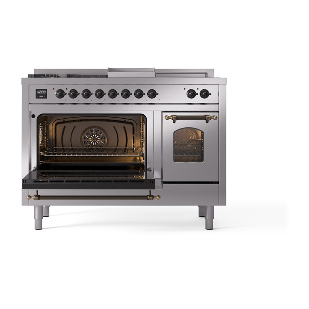 ILVE_UP48FSNMPSSBLP_Nostalgie_II_48"_Dual_Fuel_Range_main_oven_door_opened