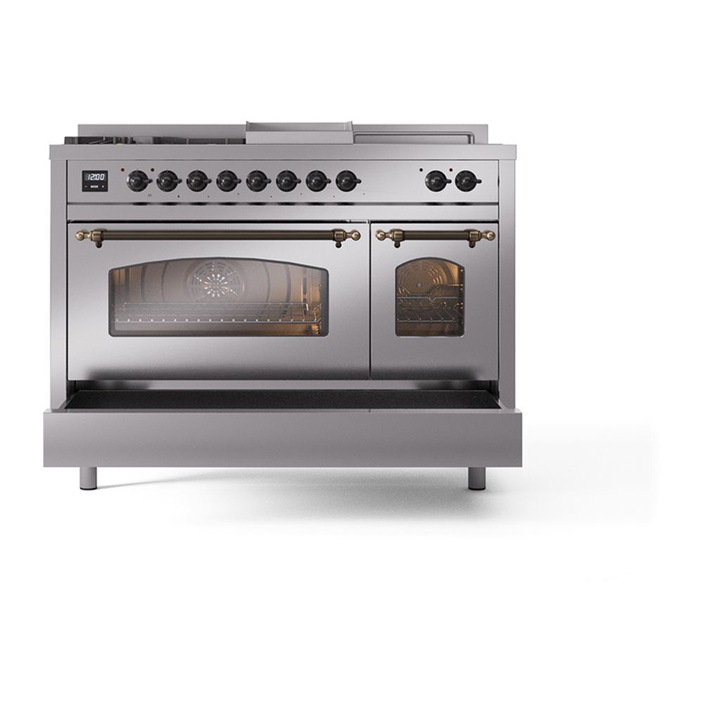 ILVE_UP48FSNMPSSBLP_Nostalgie_II_30"_Dual_Fuel_Range_drawer_opened