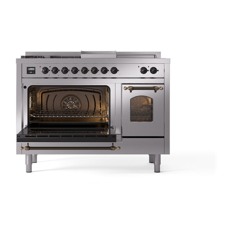 ILVE_UP48FSNMPSSB_Nostalgie_II_48"_Dual_Fuel_Range_main_oven_door_opened