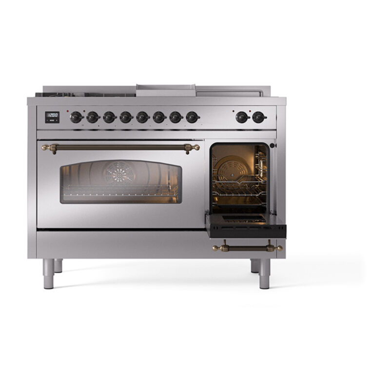 ILVE_UP48FSNMPSSB_Nostalgie_II_30"_Dual_Fuel_Range_side_oven_door_opened