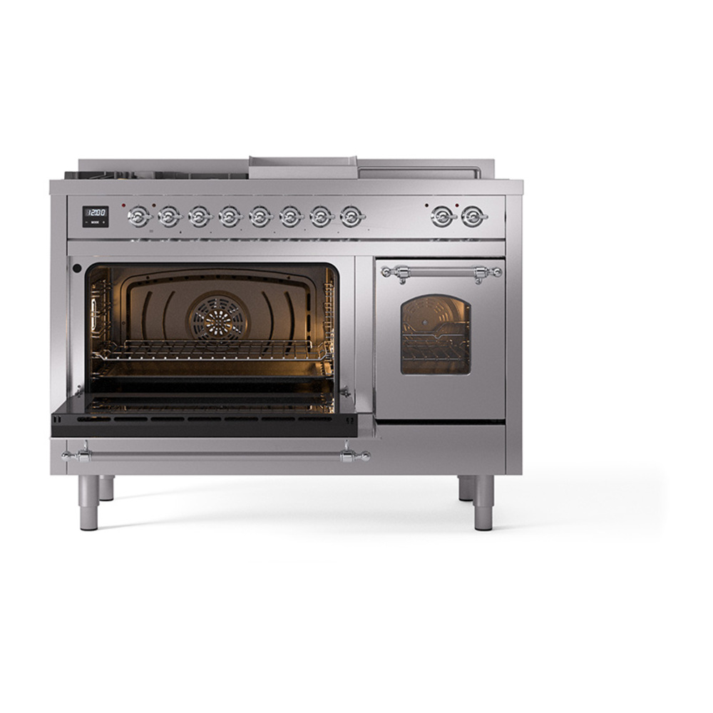 ILVE_UP48FSNMPSSCLP_Nostalgie_II_48"_Dual_Fuel_Range_main_oven_door_opened
