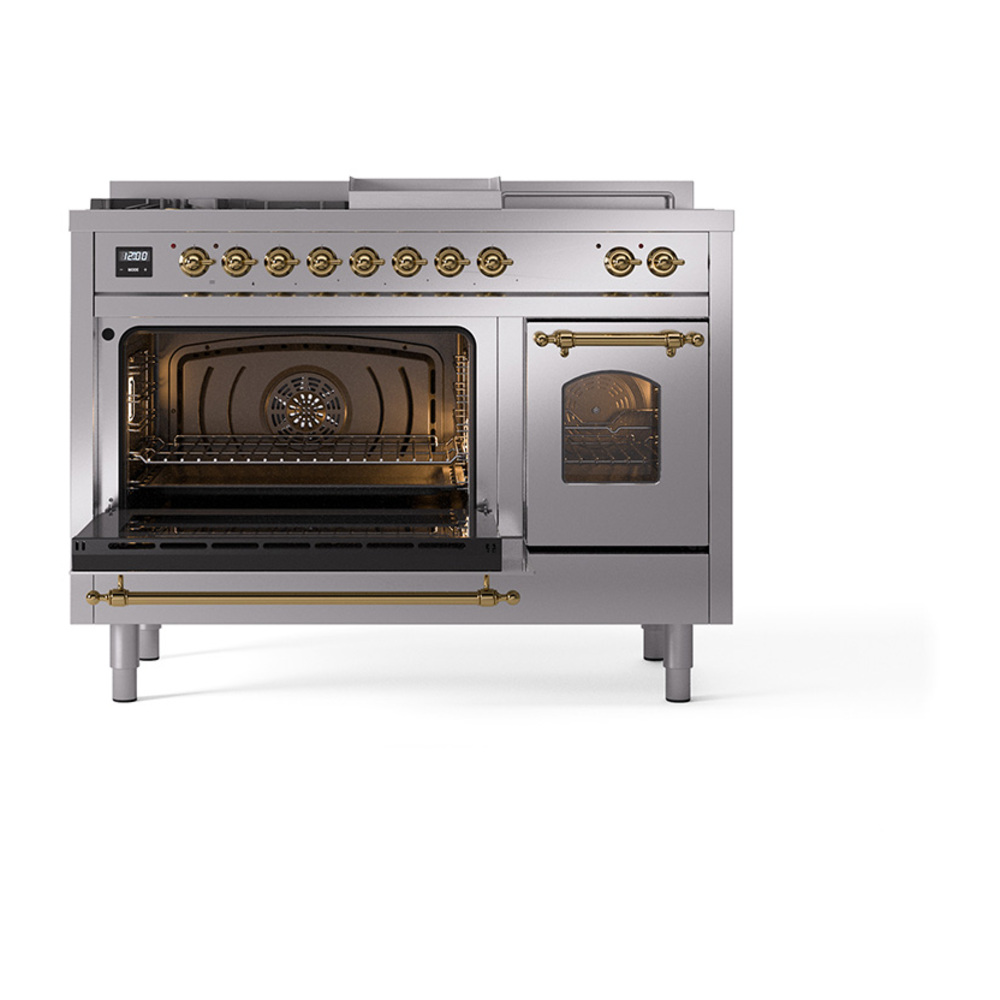 ILVE_UP48FSNMPSSGLP_Nostalgie_II_48"_Dual_Fuel_Range_main_oven_door_opened