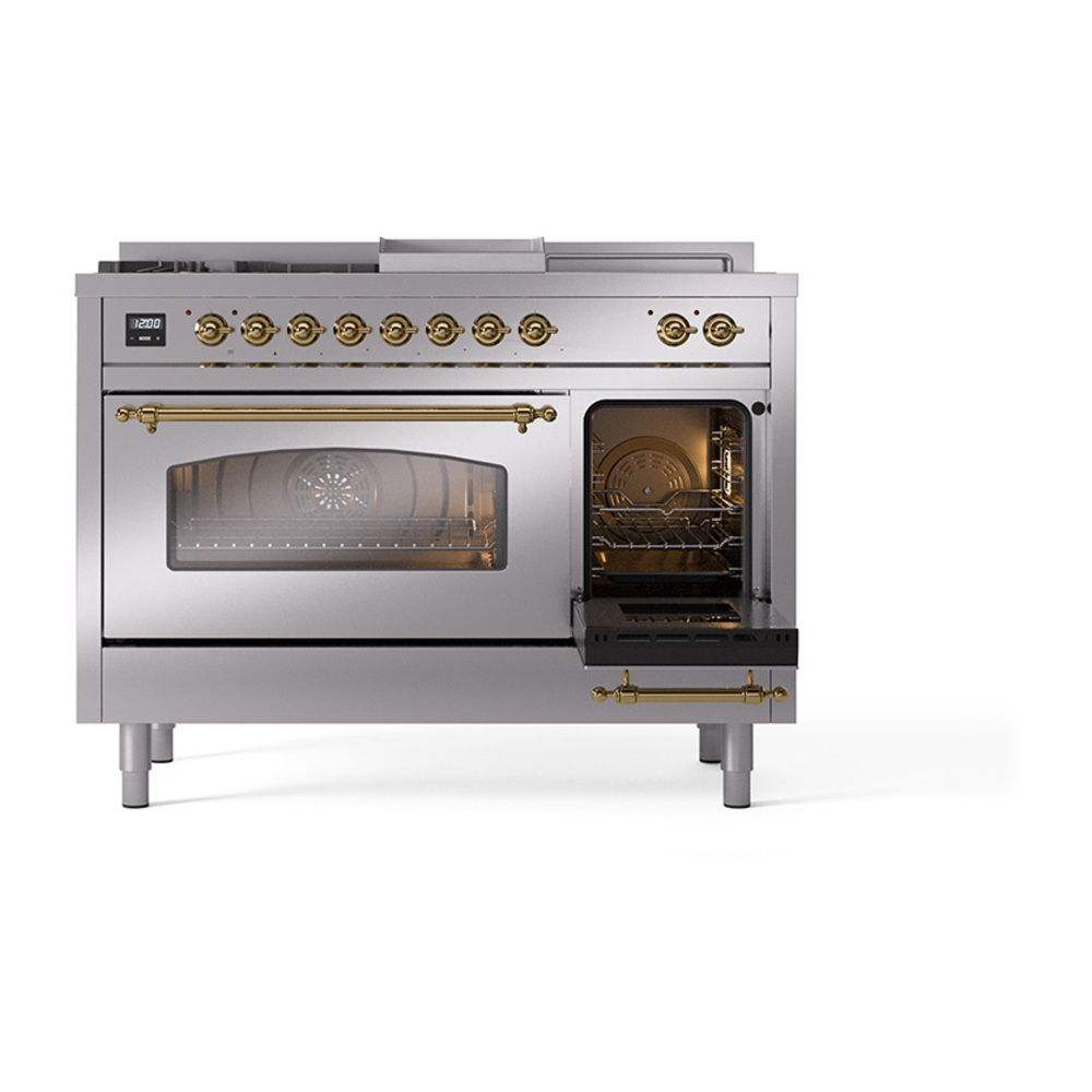 ILVE_UP48FSNMPSSG_Nostalgie_II_48"_Dual_Fuel_Range_side_oven_door_opened