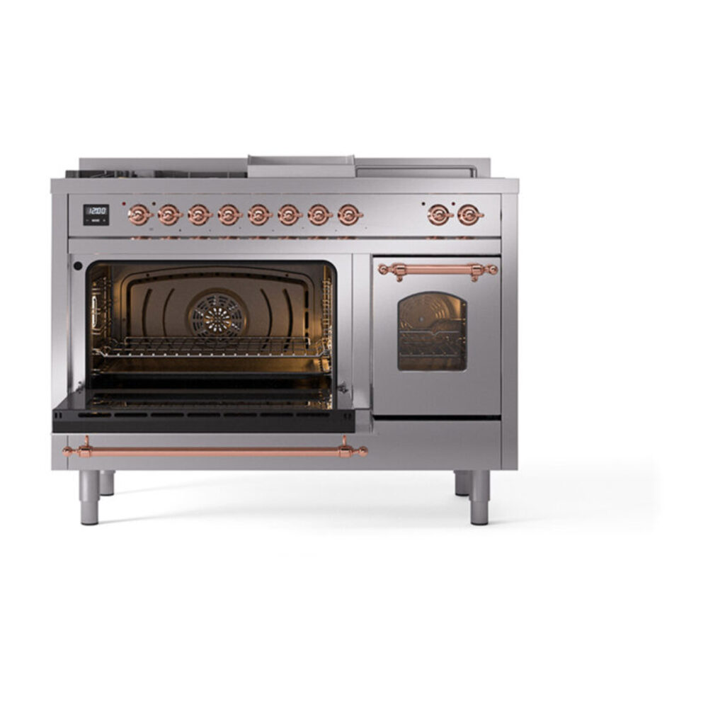 ILVE_UP48FSNMPSSP_Nostalgie_II_48"_Dual_Fuel_Range_main_oven_door_opened