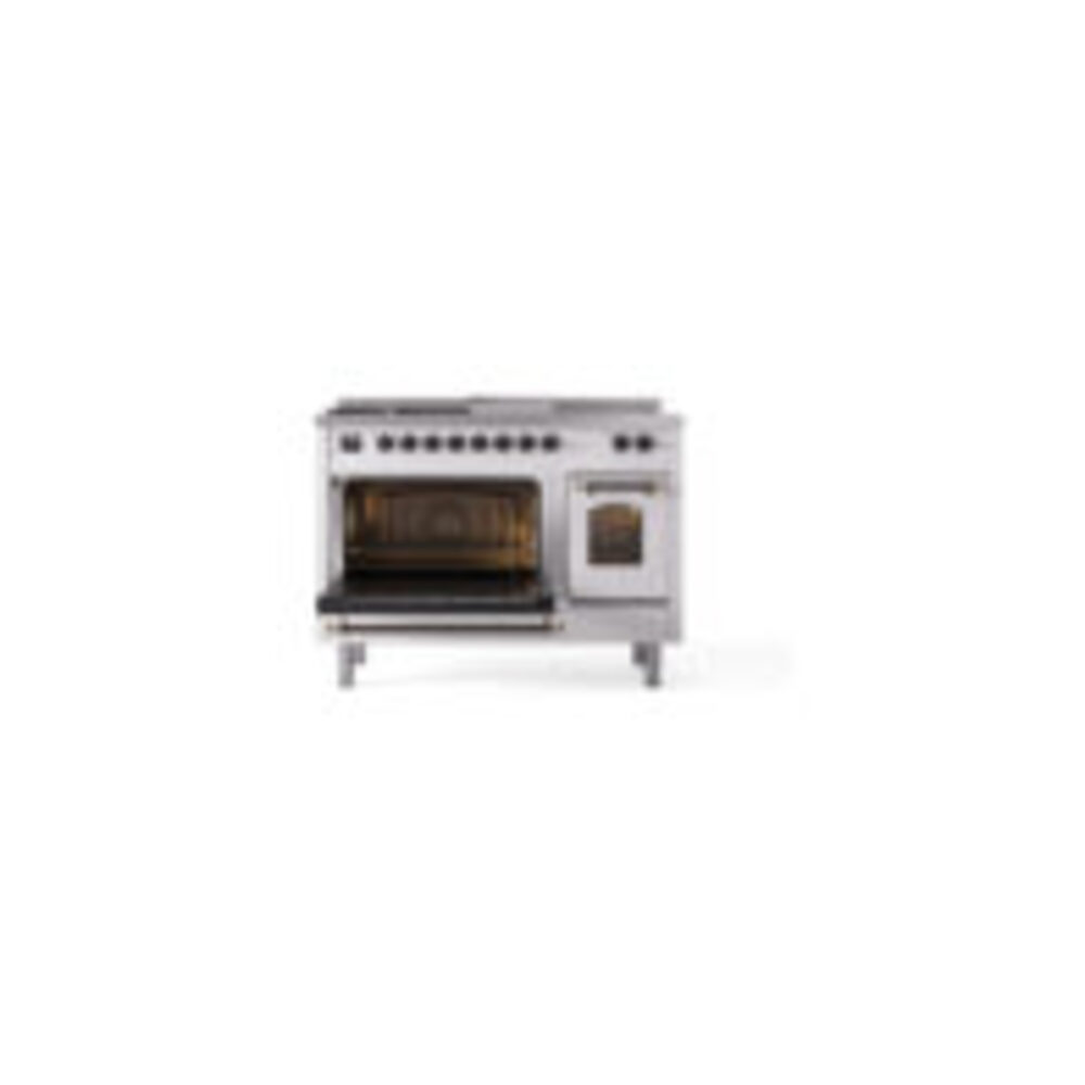 ILVE_UP48FSNMPWHBLP_Nostalgie_II_48"_Dual_Fuel_Range_main_oven_door_opened