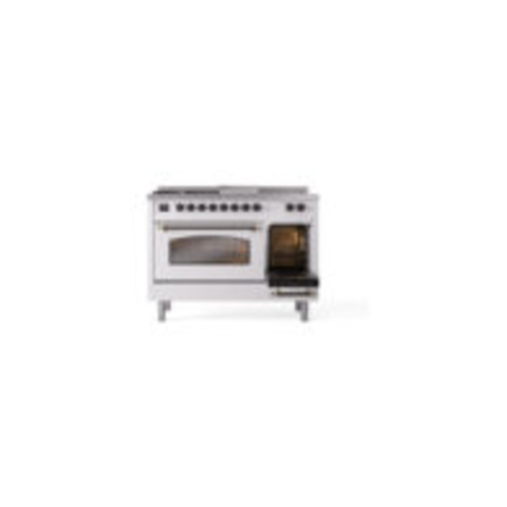 ILVE_UP48FSNMPWHBLP_Nostalgie_II_48"_Dual_Fuel_Range_side_oven_door_opened