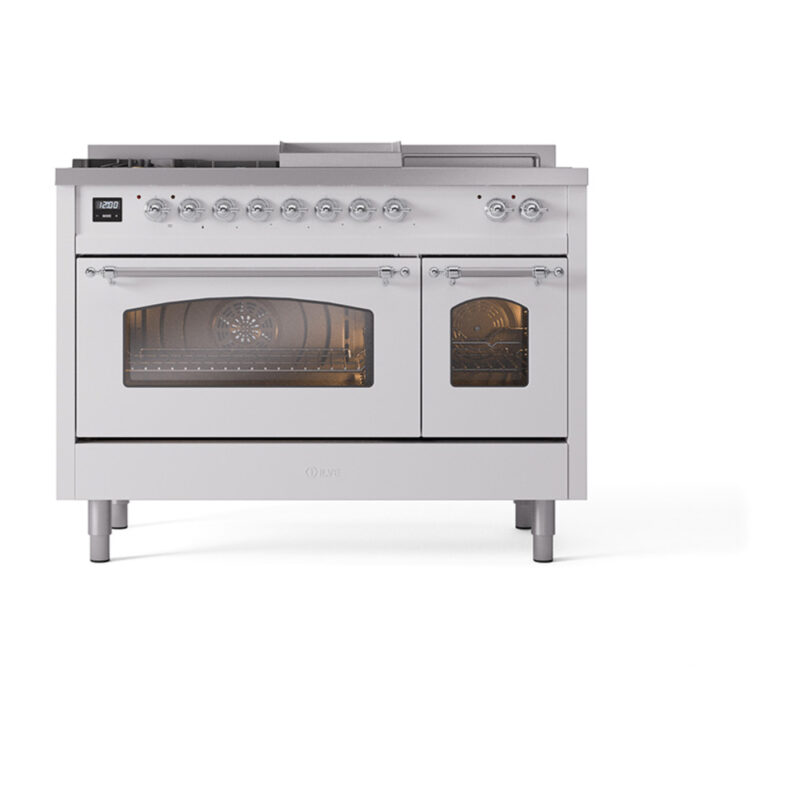 ILVE_UP48FSNMPWHCLP_Nostalgie_II_48"_Dual_Fuel_Range_front_view