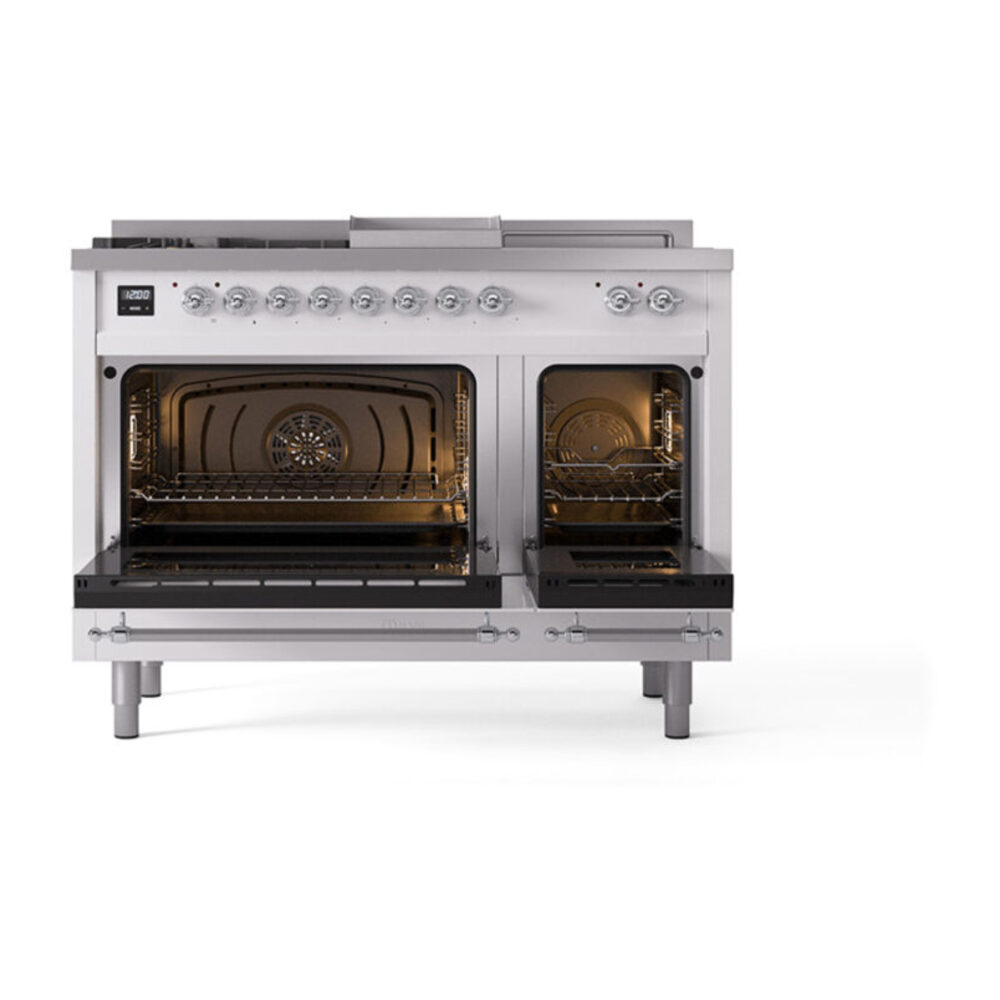 ILVE_UP48FSNMPWHC_Nostalgie_II_48"_Dual_Fuel_Range_oven_door_opened