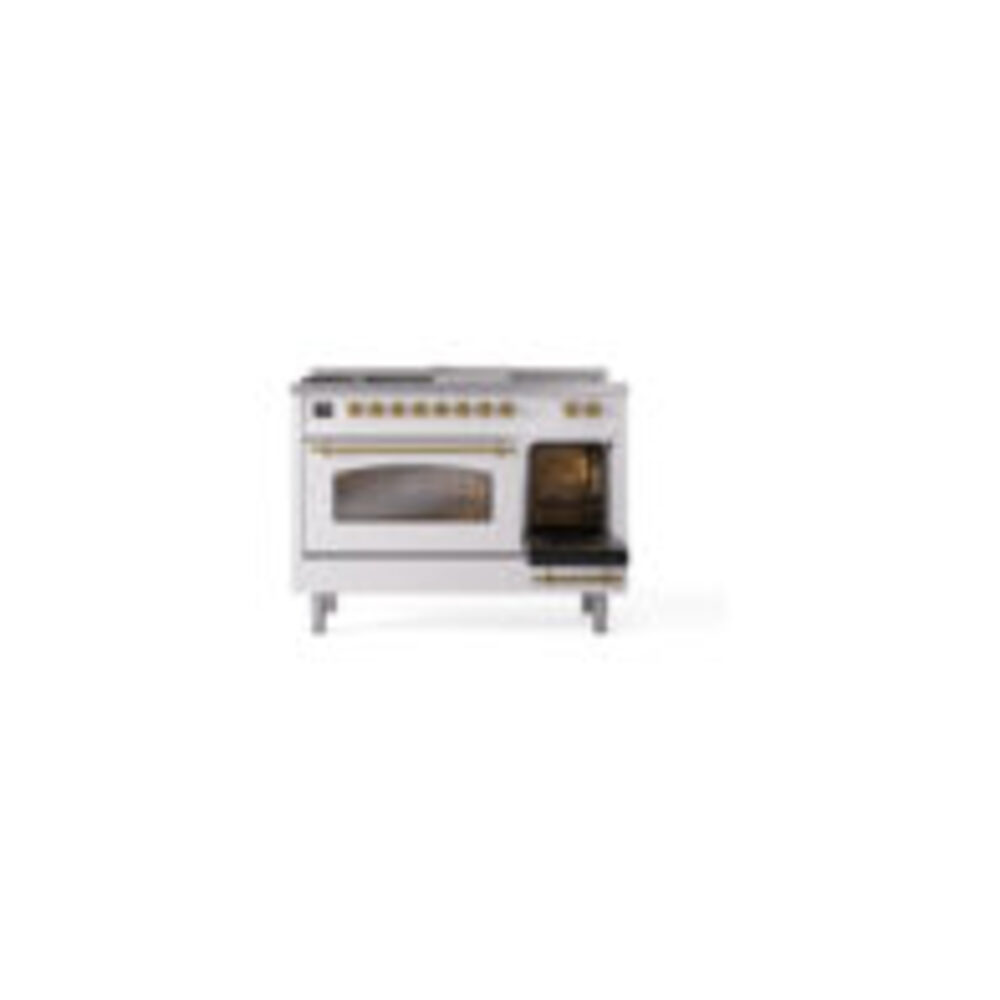 ILVE_UP48FSNMPWHGLP_Nostalgie_II_48"_Dual_Fuel_Range_side_oven_door_opened
