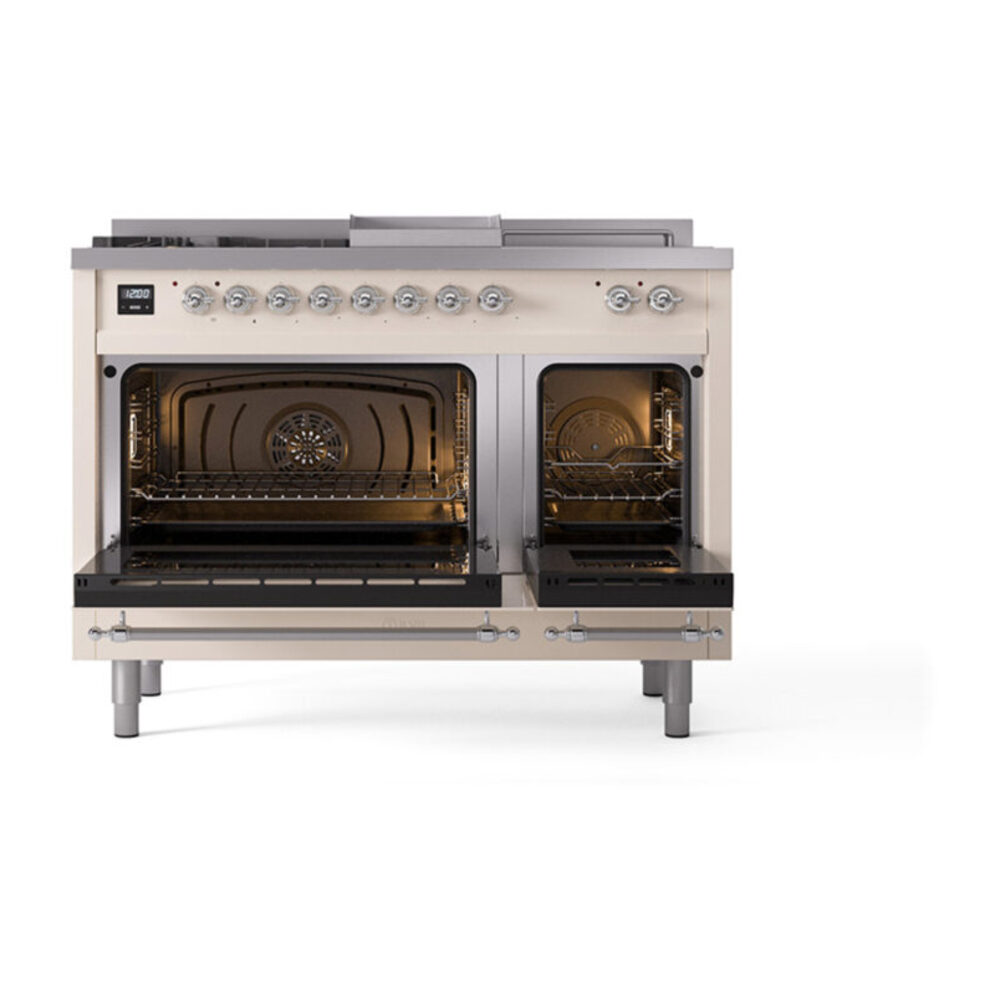 ILVE_UP48FSQNMPAWCLP_Nostalgie_II_48"_Dual_Fuel_Range_oven_door_opened